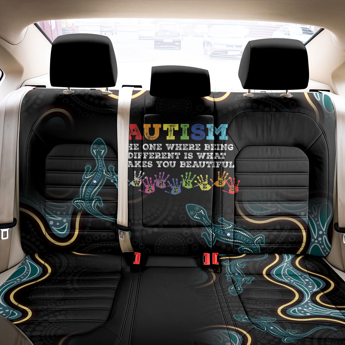 Australia Autism Support Aboriginal Lizard Back Car Seat Cover