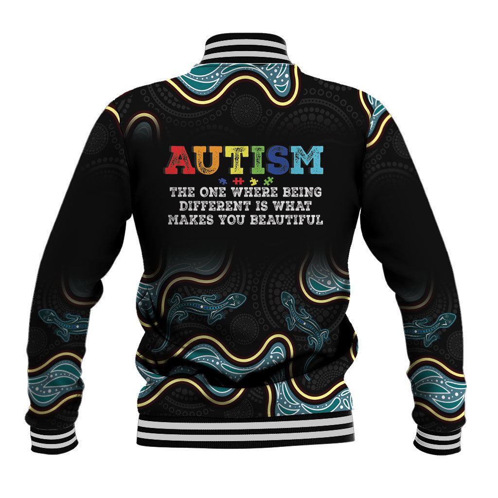 Australia Autism Support Aboriginal Lizard Baseball Jacket
