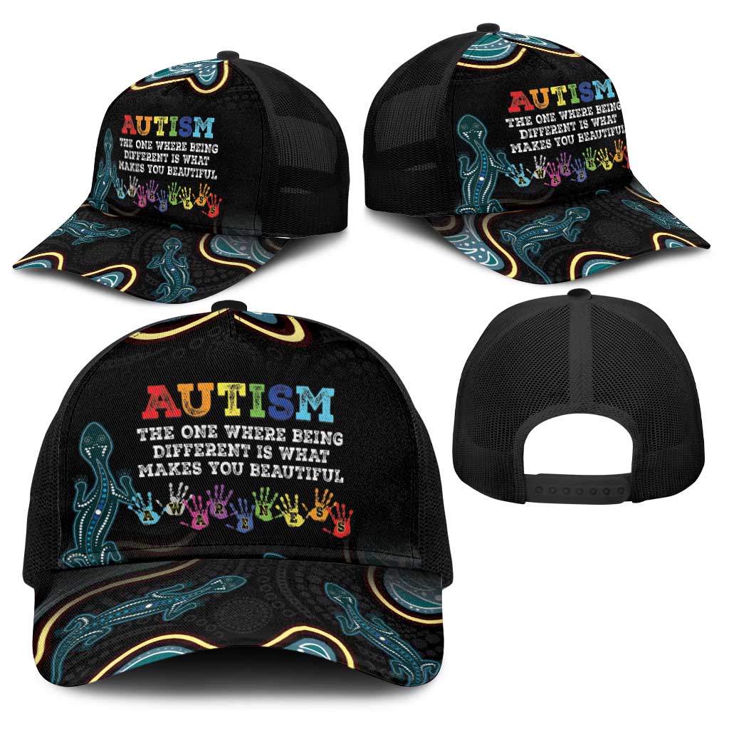Australia Autism Support Aboriginal Lizard Baseball Net Cap