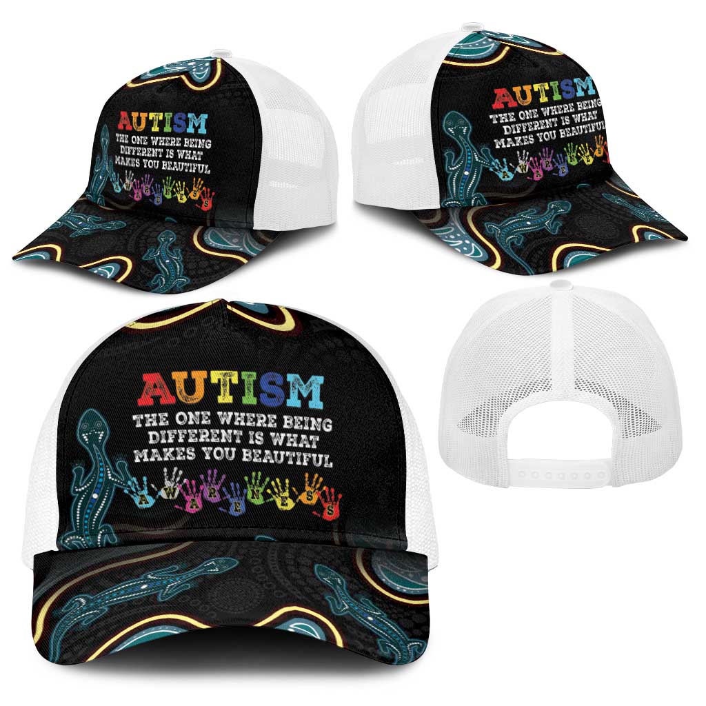 Australia Autism Support Aboriginal Lizard Baseball Net Cap