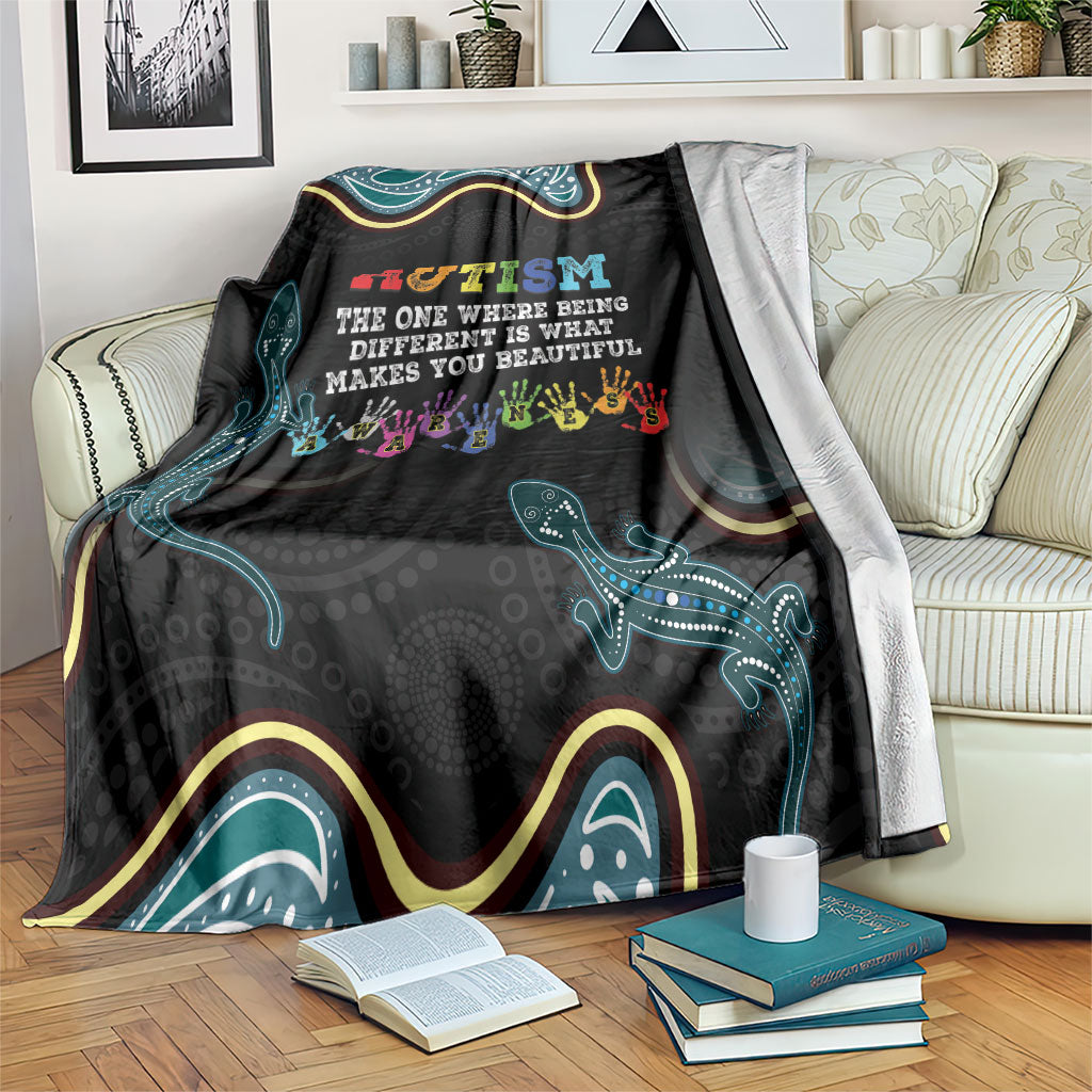 Australia Autism Support Aboriginal Lizard Blanket