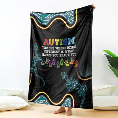 Australia Autism Support Aboriginal Lizard Blanket
