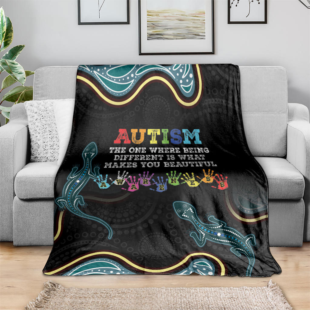 Australia Autism Support Aboriginal Lizard Blanket