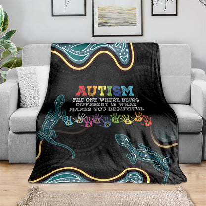 Australia Autism Support Aboriginal Lizard Blanket
