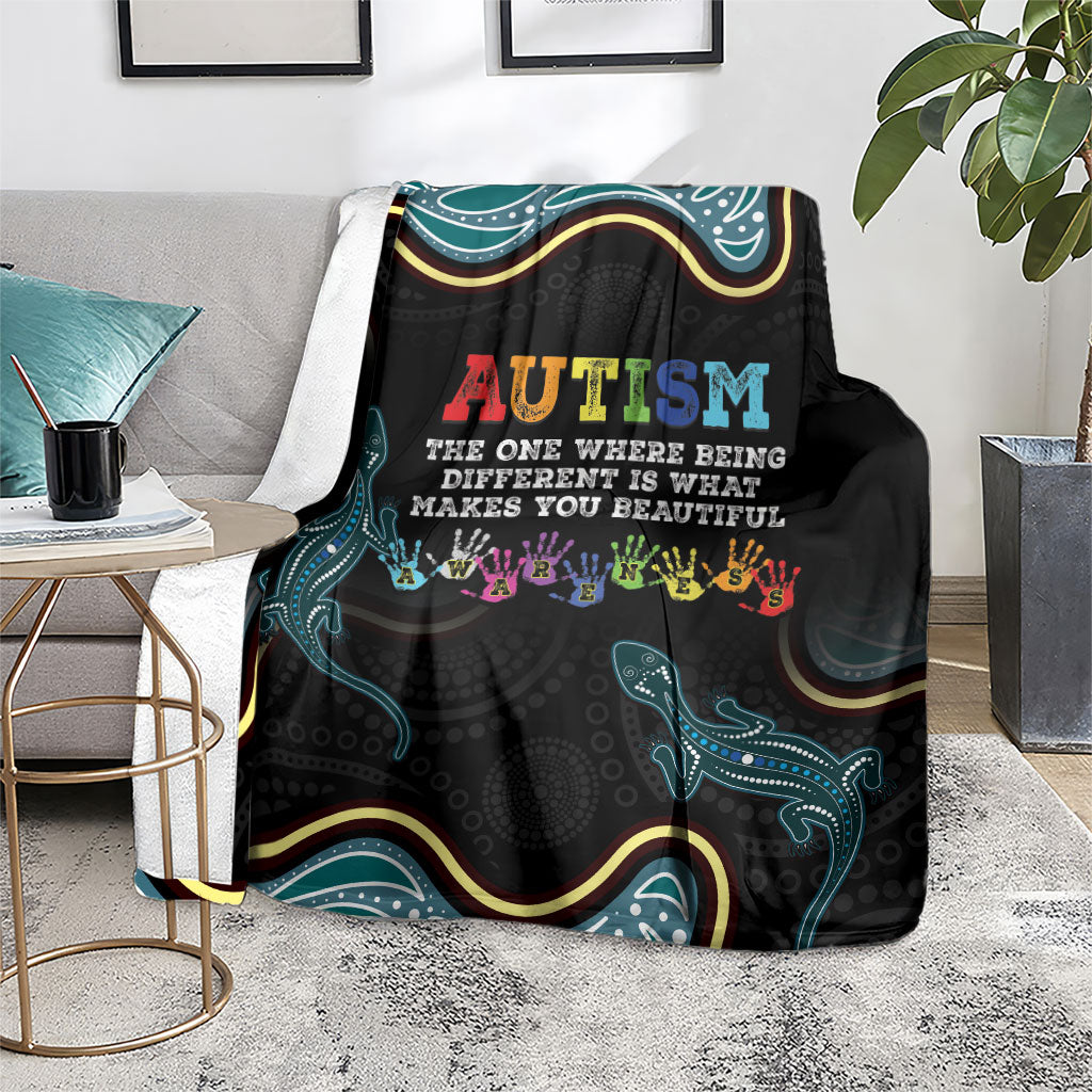 Australia Autism Support Aboriginal Lizard Blanket