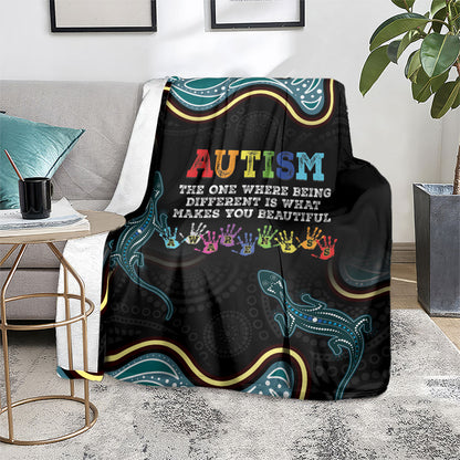 Australia Autism Support Aboriginal Lizard Blanket