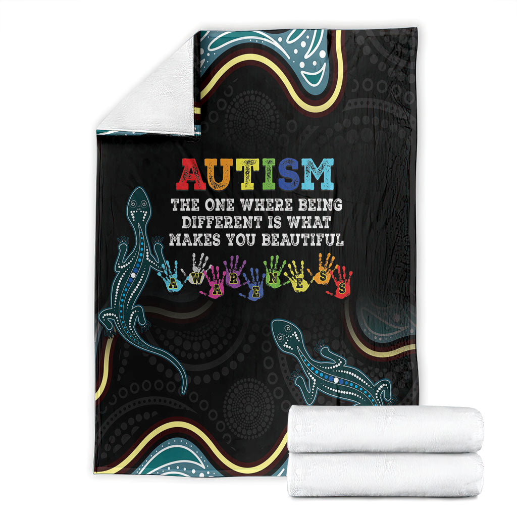 Australia Autism Support Aboriginal Lizard Blanket