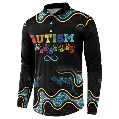 Australia Autism Support Aboriginal Lizard Button Sweatshirt