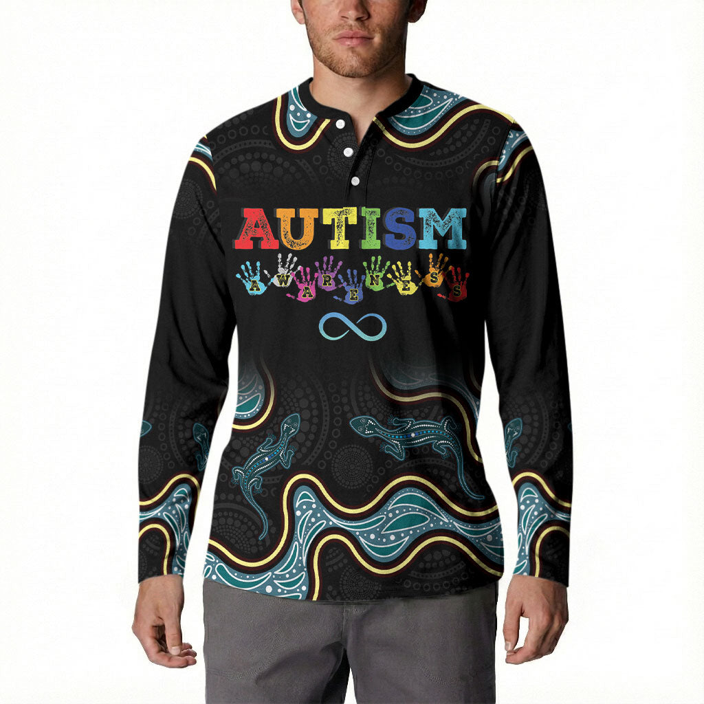 Australia Autism Support Aboriginal Lizard Button Sweatshirt