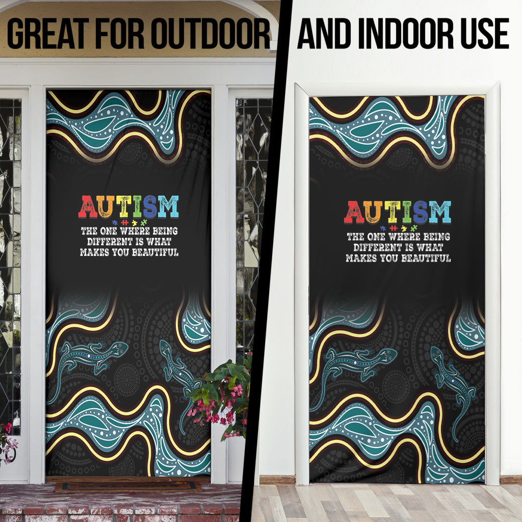 Australia Autism Support Aboriginal Lizard Door Cover
