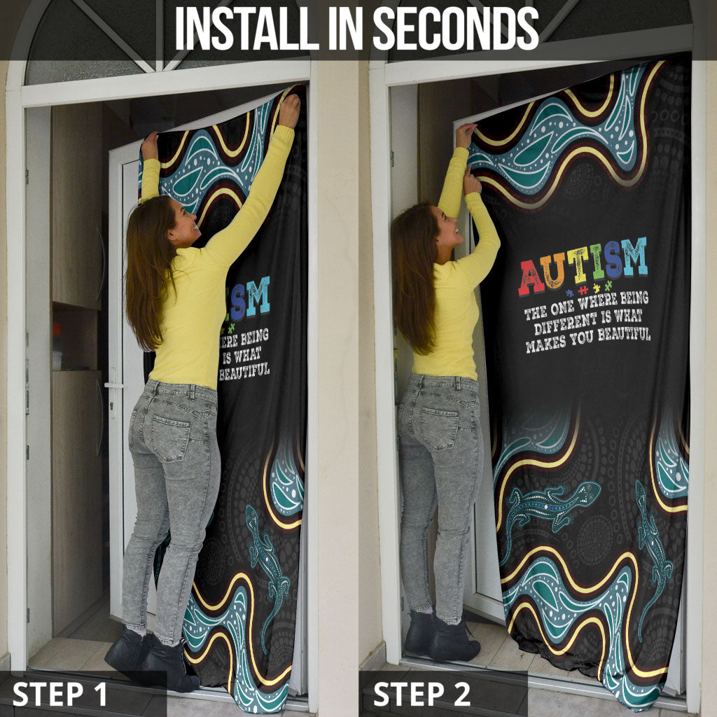 Australia Autism Support Aboriginal Lizard Door Cover