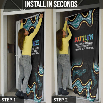Australia Autism Support Aboriginal Lizard Door Cover