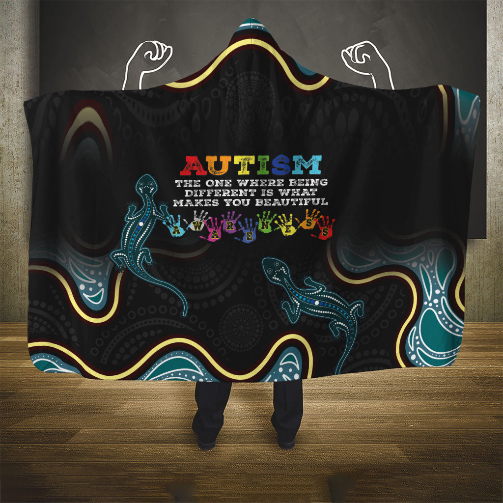 Australia Autism Support Aboriginal Lizard Hooded Blanket