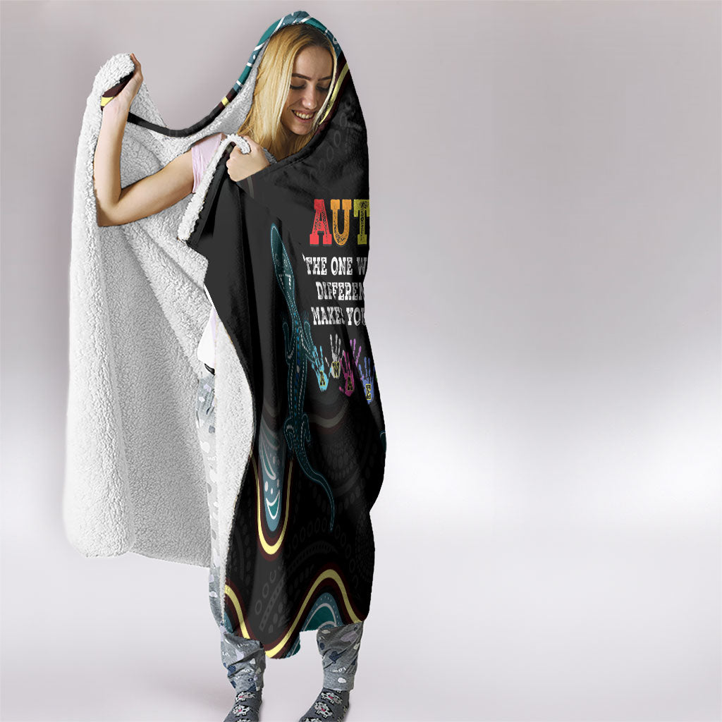 Australia Autism Support Aboriginal Lizard Hooded Blanket