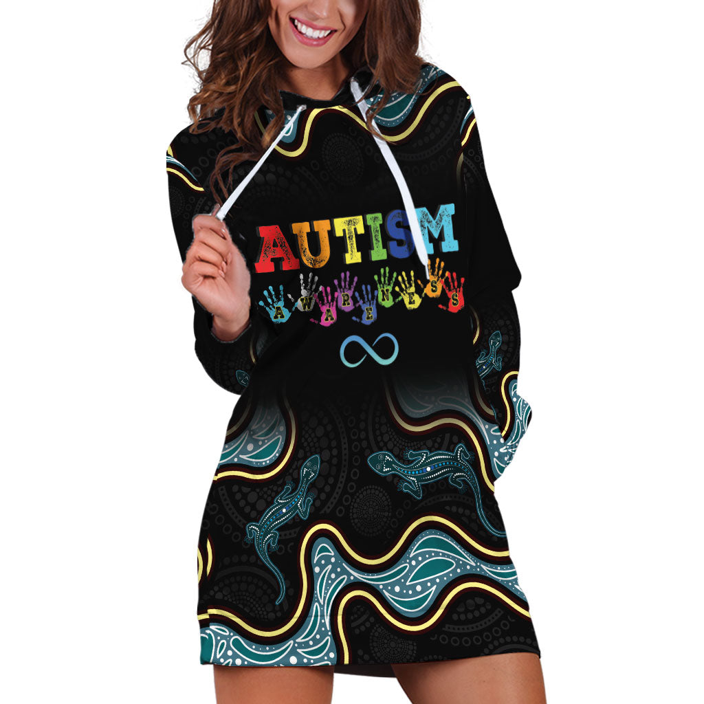 Australia Autism Support Aboriginal Lizard Hoodie Dress