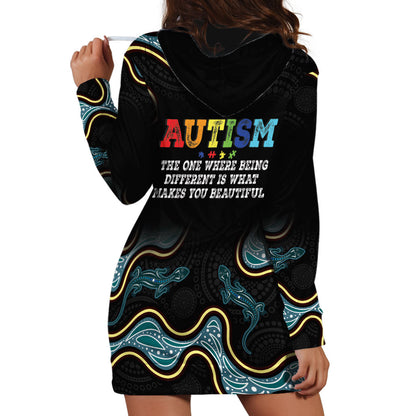 Australia Autism Support Aboriginal Lizard Hoodie Dress