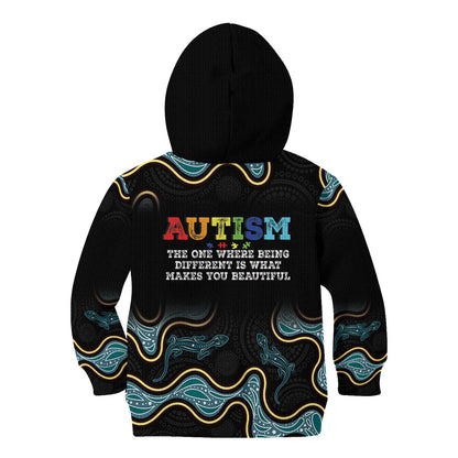 Australia Autism Support Aboriginal Lizard Kid Hoodie