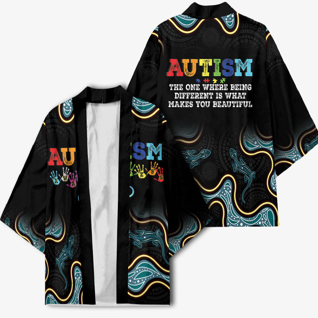 Australia Autism Support Aboriginal Lizard Kimono