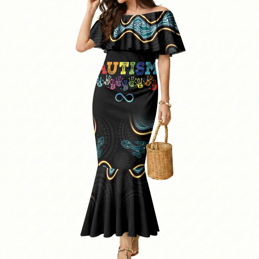 Australia Autism Support Aboriginal Lizard Mermaid Dress