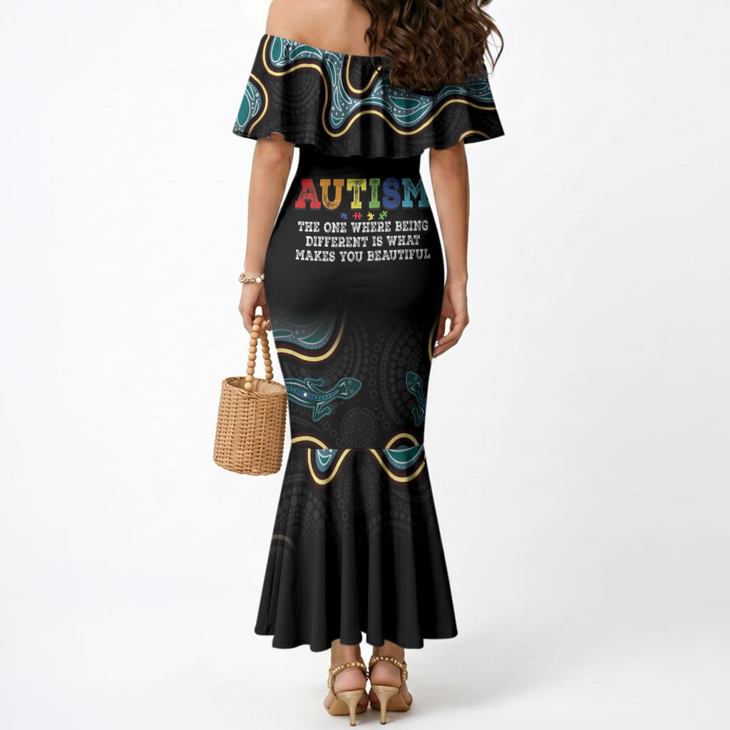 Australia Autism Support Aboriginal Lizard Mermaid Dress