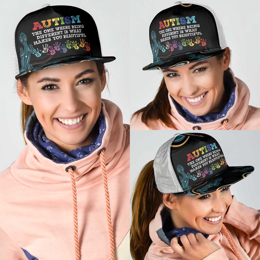 Australia Autism Support Aboriginal Lizard Mesh Trucker Cap