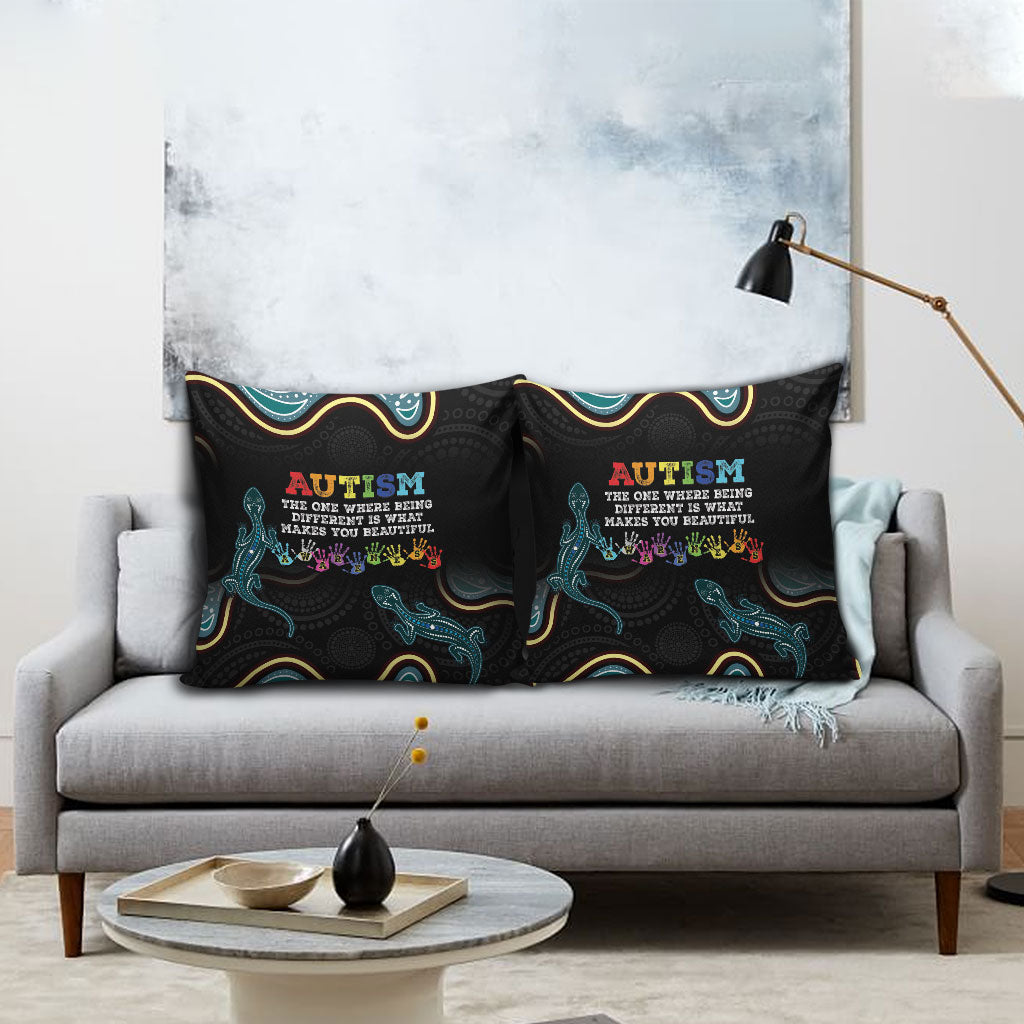 Australia Autism Support Aboriginal Lizard Pillow Cover