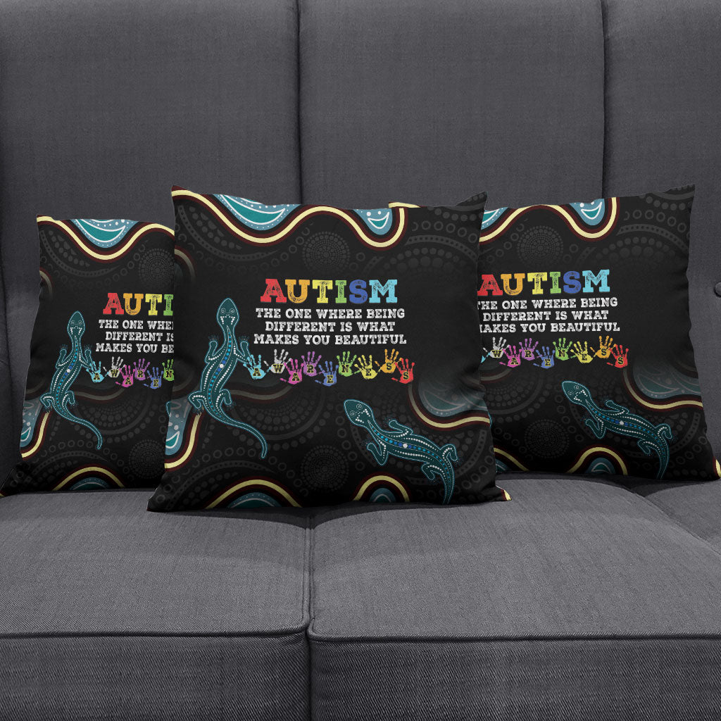 Australia Autism Support Aboriginal Lizard Pillow Cover
