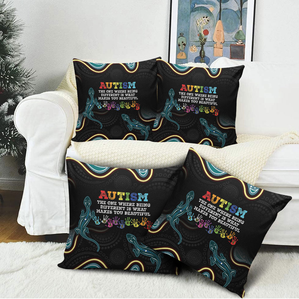 Australia Autism Support Aboriginal Lizard Pillow Cover
