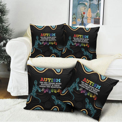 Australia Autism Support Aboriginal Lizard Pillow Cover