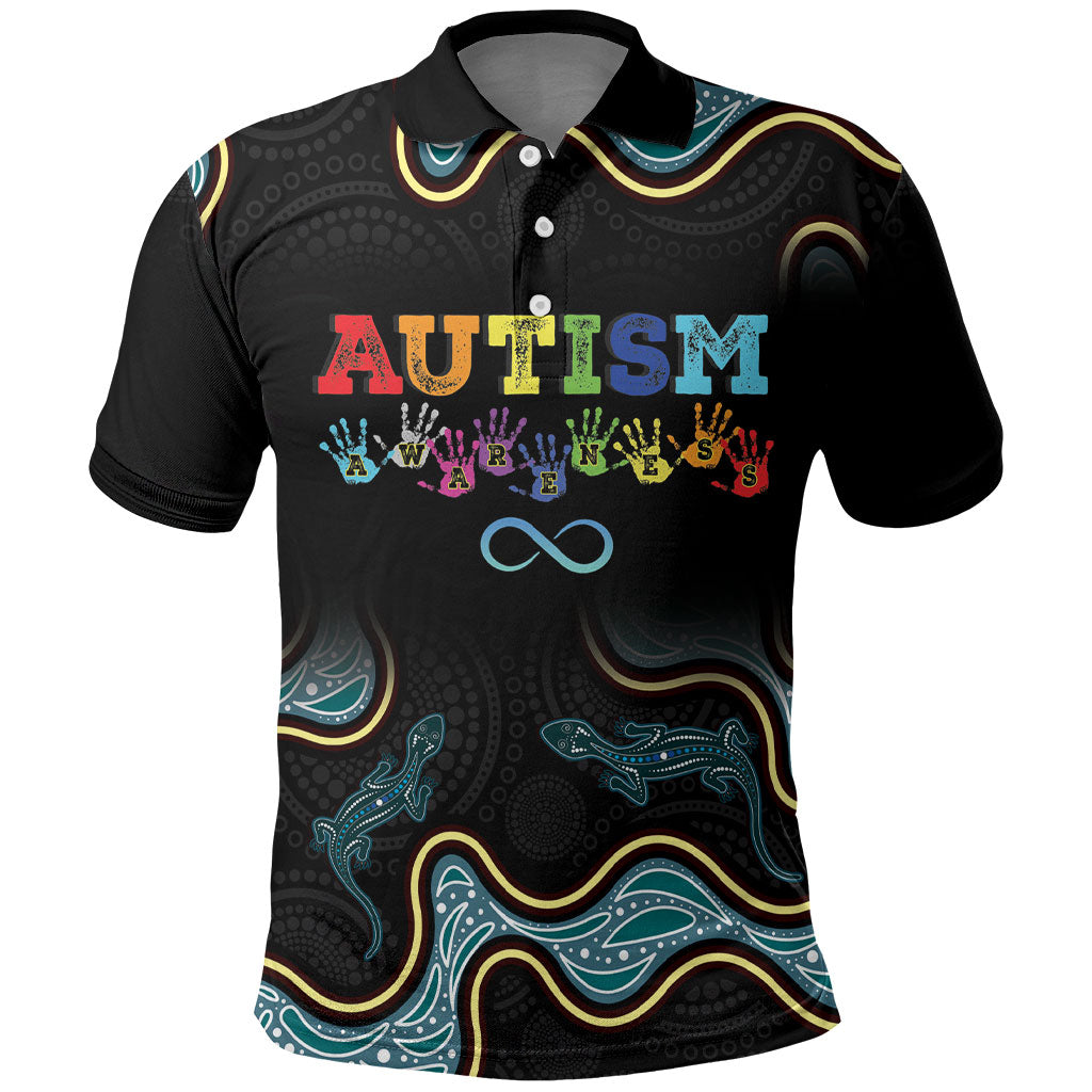 Australia Autism Support Aboriginal Lizard Polo Shirt