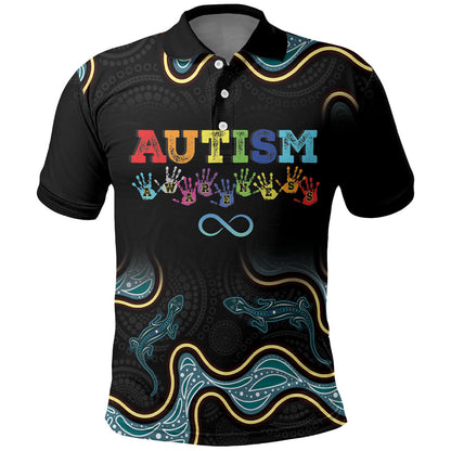 Australia Autism Support Aboriginal Lizard Polo Shirt