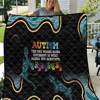 Australia Autism Support Aboriginal Lizard Quilt