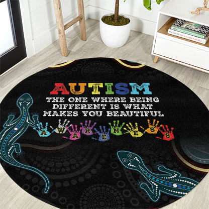 Australia Autism Support Aboriginal Lizard Round Carpet