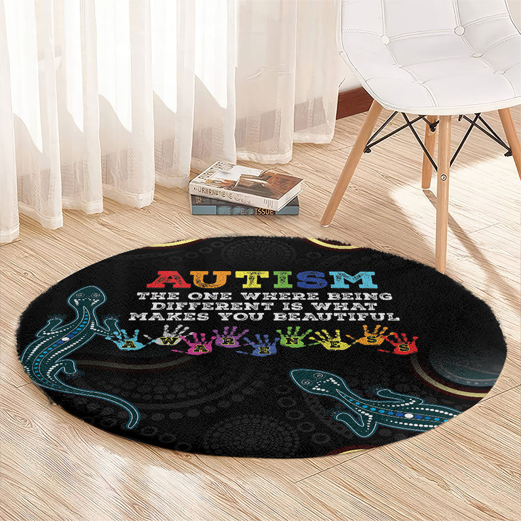 Australia Autism Support Aboriginal Lizard Round Carpet