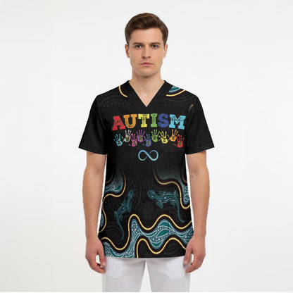Australia Autism Support Aboriginal Lizard Scrub Top