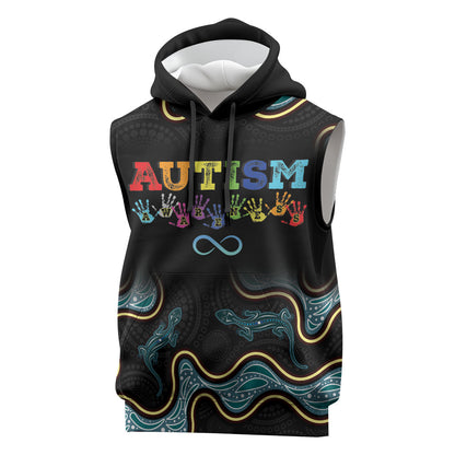 Australia Autism Support Aboriginal Lizard Sleeveless Hoodie