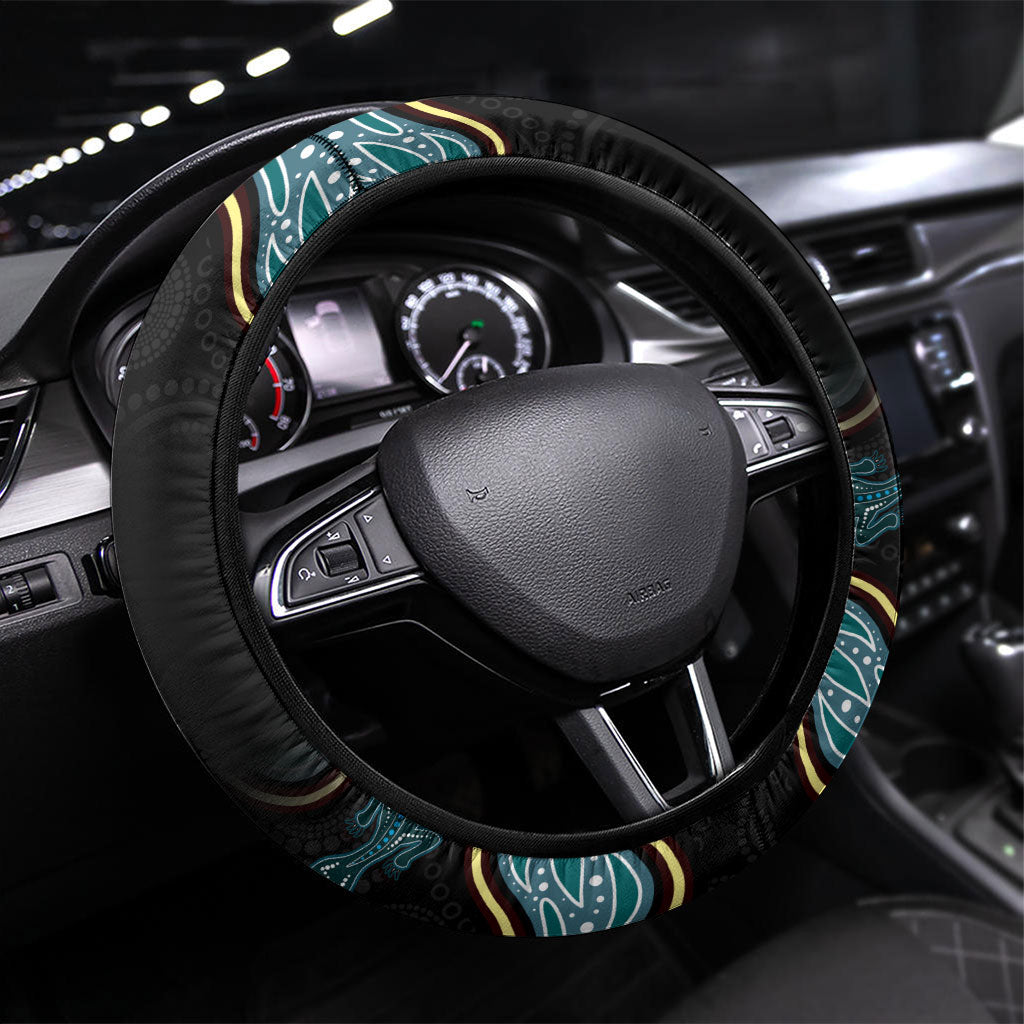 Australia Autism Support Aboriginal Lizard Steering Wheel Cover