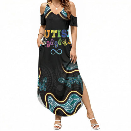 Australia Autism Support Aboriginal Lizard Summer Maxi Dress