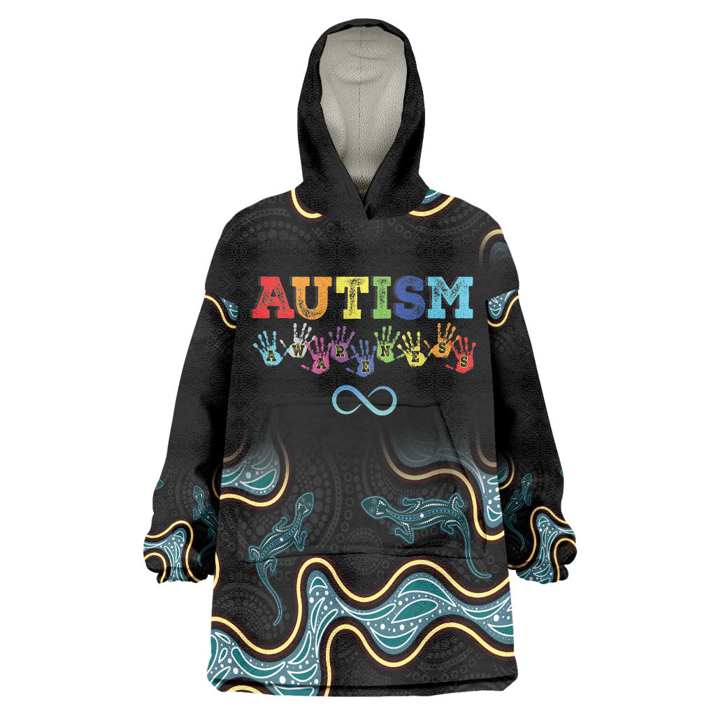 Australia Autism Support Aboriginal Lizard Wearable Blanket Hoodie