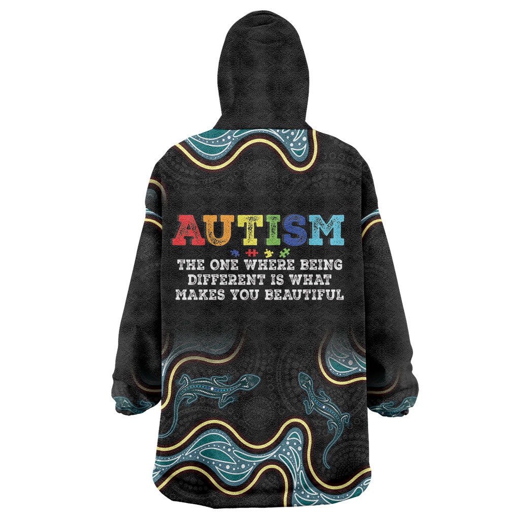 Australia Autism Support Aboriginal Lizard Wearable Blanket Hoodie