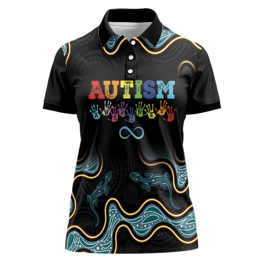 Australia Autism Support Aboriginal Lizard Women Polo Shirt