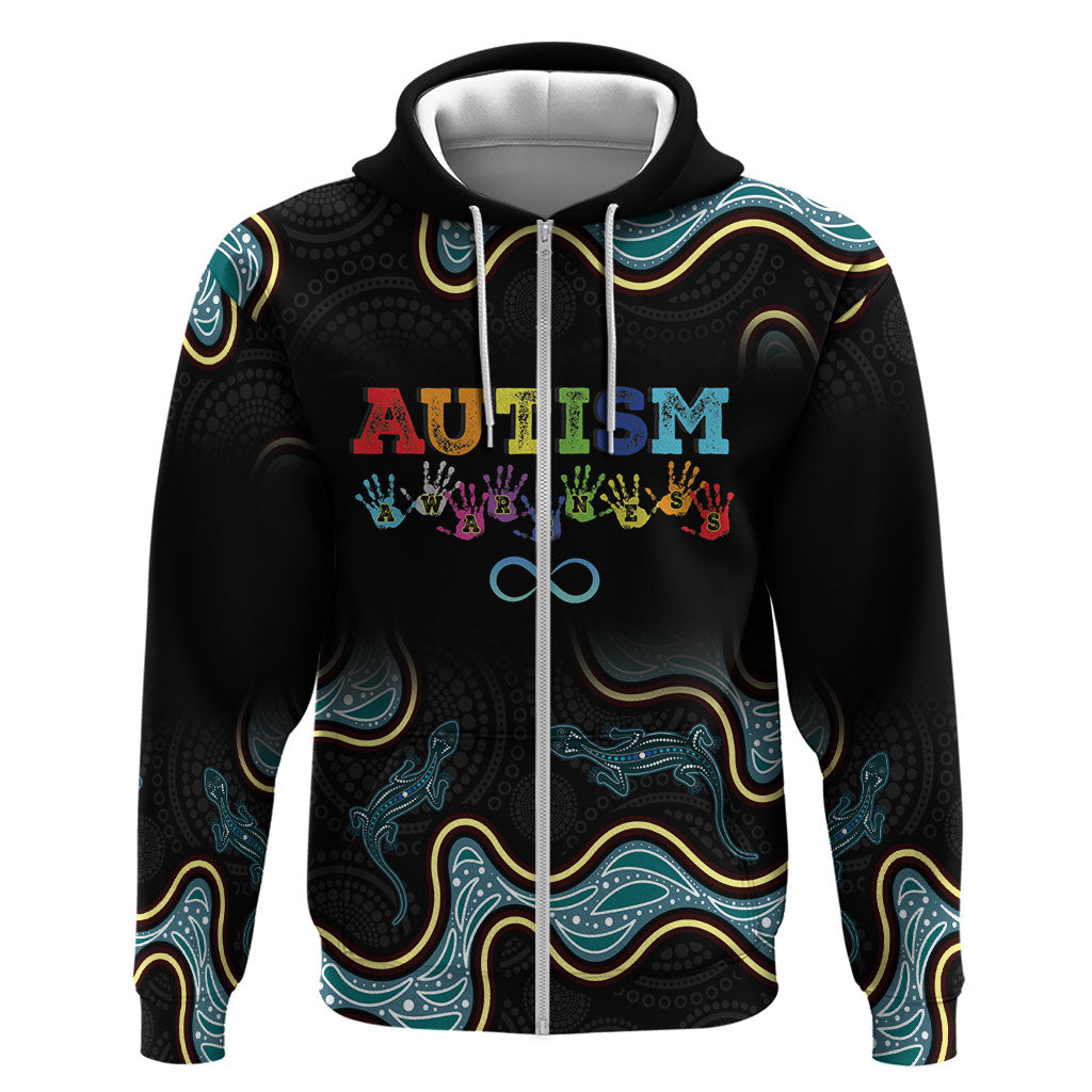 Australia Autism Support Aboriginal Lizard Zip Hoodie