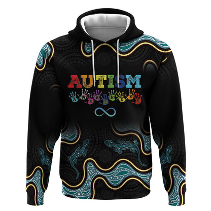 Australia Autism Support Aboriginal Lizard Zip Hoodie