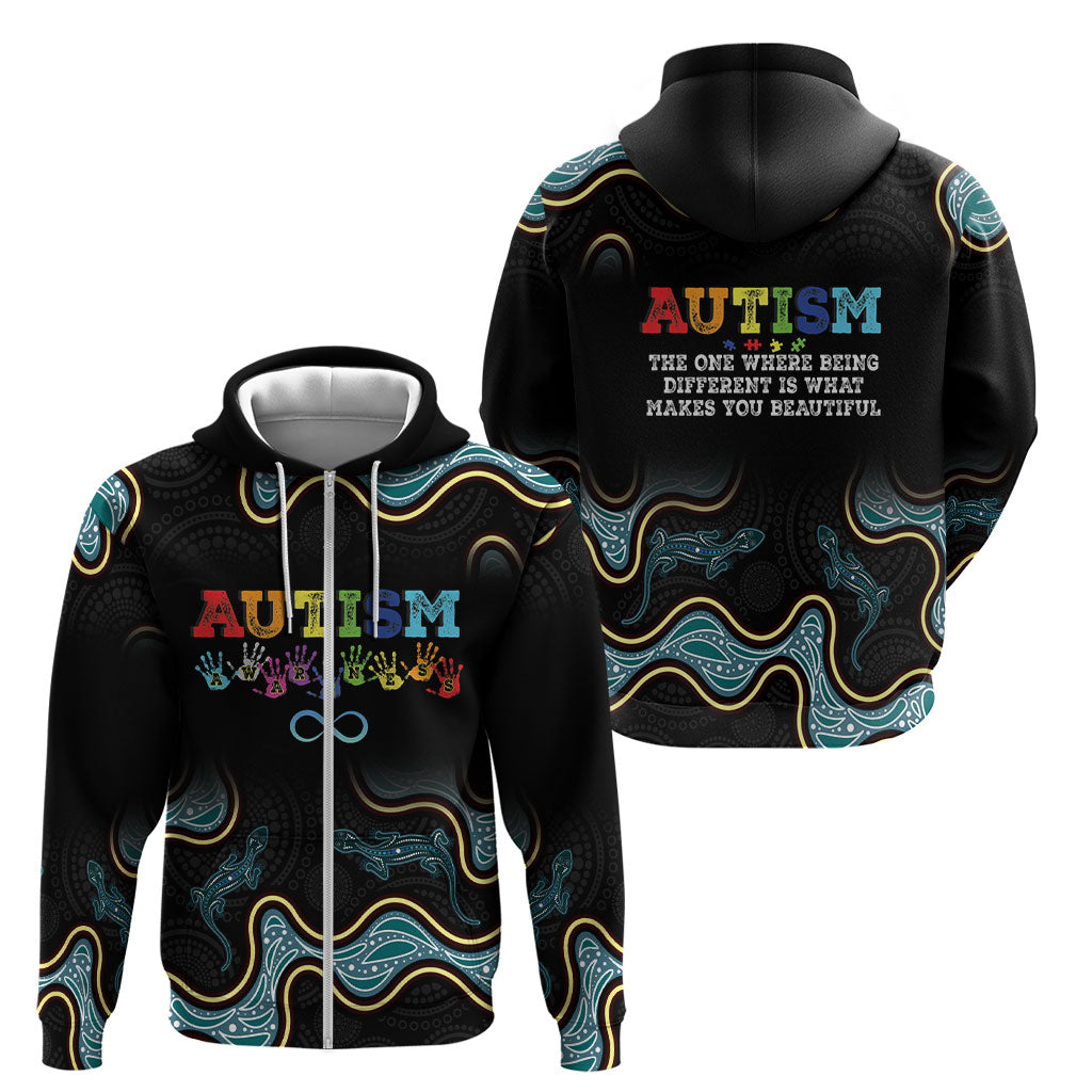 Australia Autism Support Aboriginal Lizard Zip Hoodie