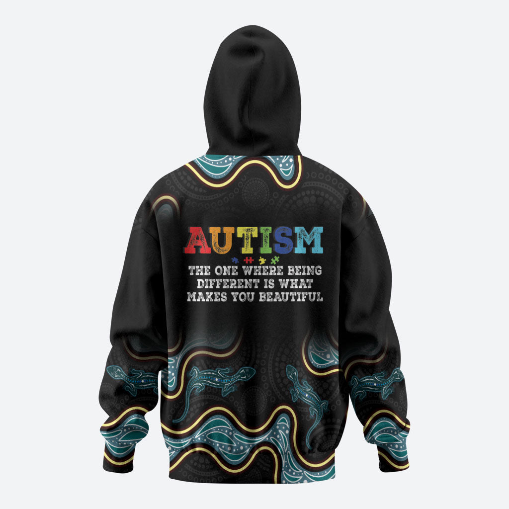 Australia Autism Support Aboriginal Lizard Zip Hoodie