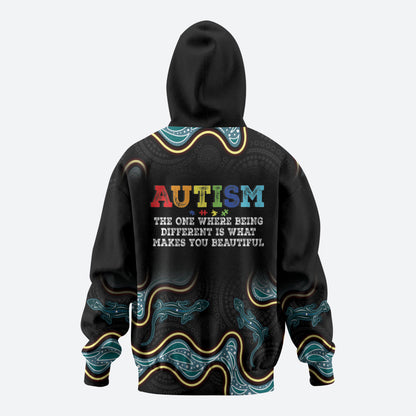 Australia Autism Support Aboriginal Lizard Zip Hoodie