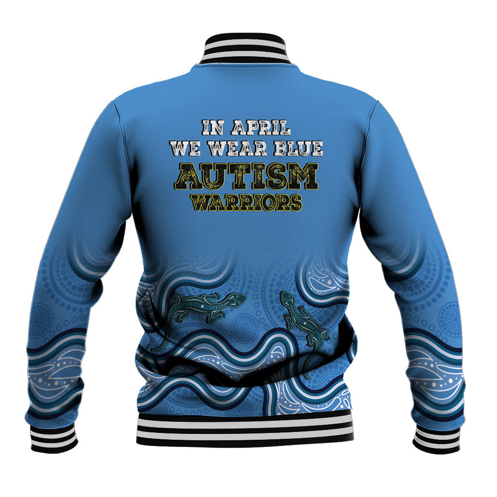 Australia Autism Support Baseball Jacket In April We Wear Blue Aboriginal Lizard