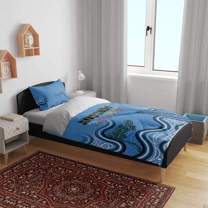Australia Autism Support Bedding Set In April We Wear Blue Aboriginal Lizard