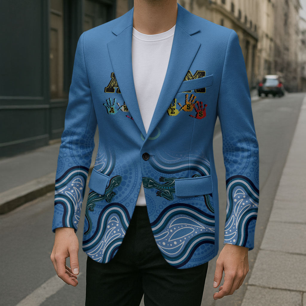 Australia Autism Support Blazer In April We Wear Blue Aboriginal Lizard