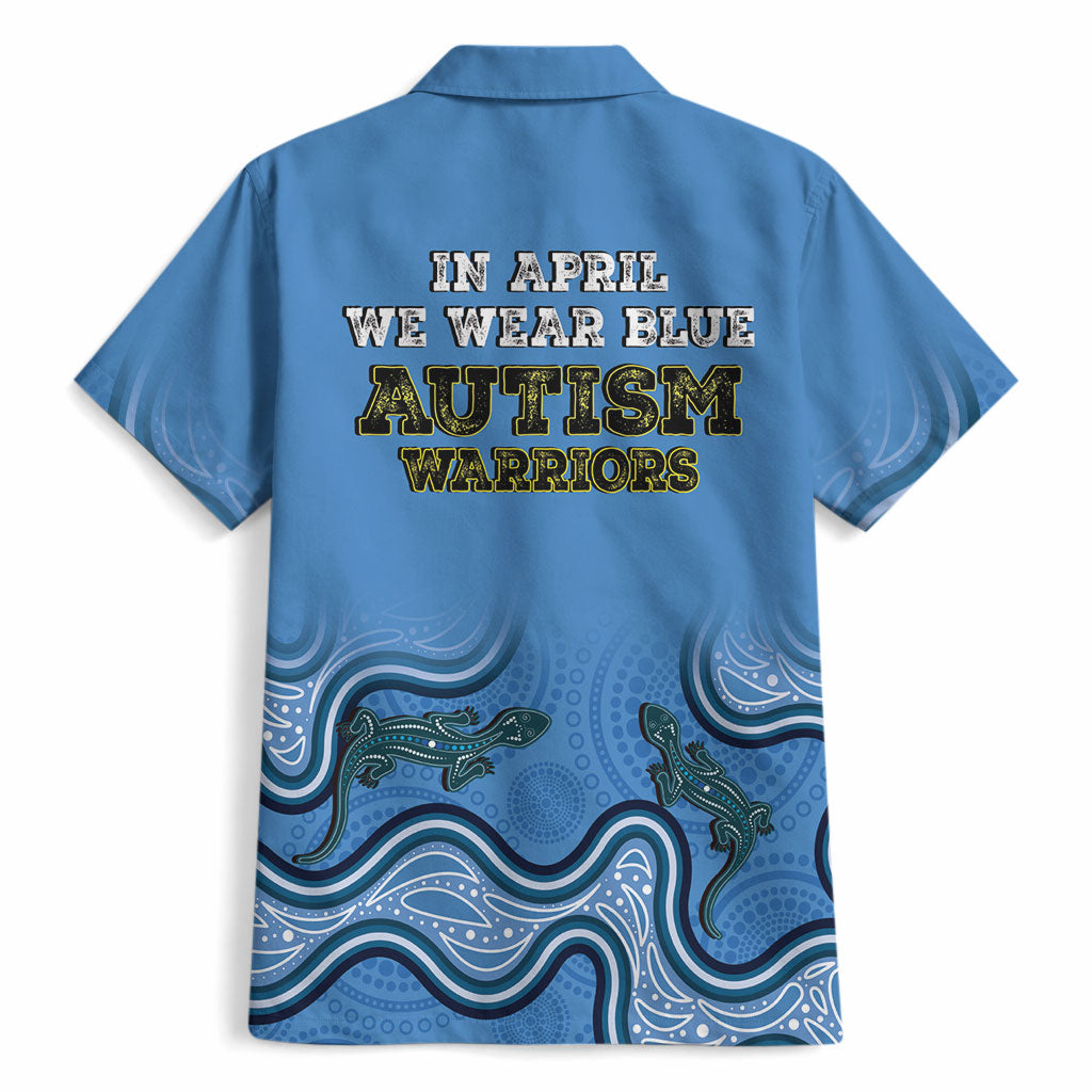 Australia Autism Support Hawaiian Shirt In April We Wear Blue Aboriginal Lizard